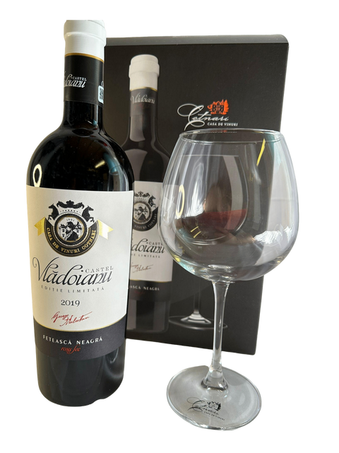 Cotnari Castel Vladoianu Feteasca Neagra Red Wine with branded glass (Limited edition)