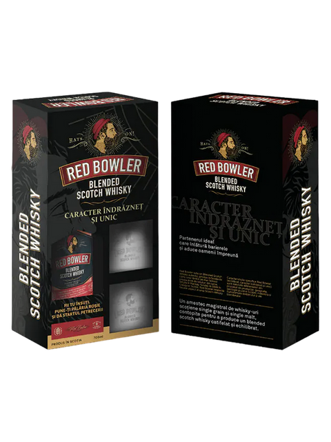 Red Bowler Blended Scotch Whisky with 2 branded glasses 700ml