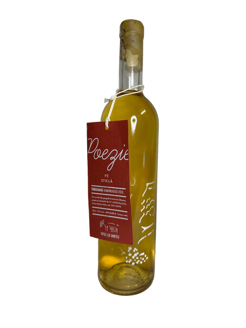 Vinul lui Dinescu Poezie pe Sticla Tamaioasa Romaneasca White Wine