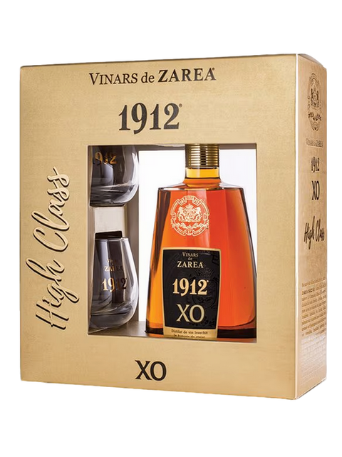 Zarea XO 1912 High Class Brandy (Vinars) with two branded glasses 700ml