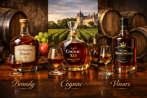 What's the difference between brandy, cognac and vinars?
