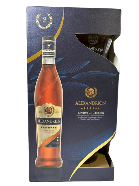 Alexandrion 7 Stars Premium Collection Brandy with two glasses 700ml