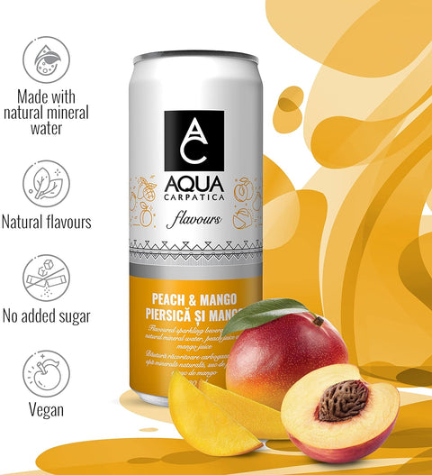 Aqua Carpatica Peach and Mango Flavoured Sparkling Water 6x330ml