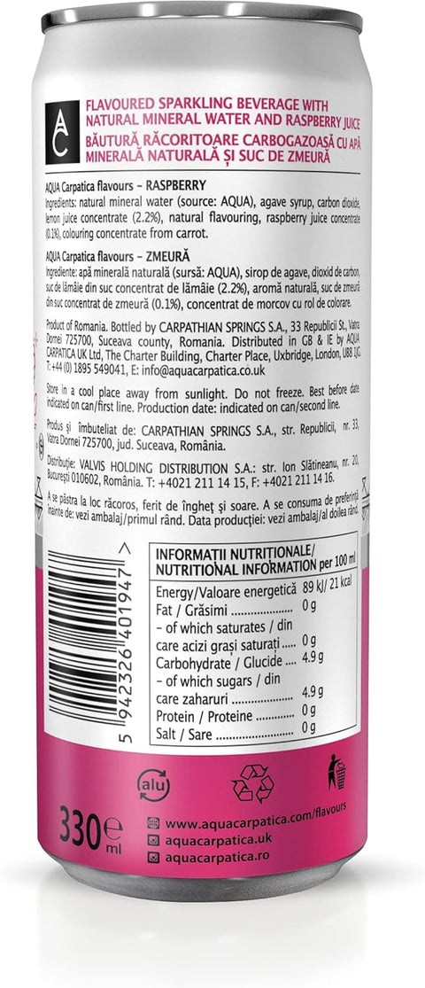 Aqua Carpatica Raspberry Flavoured Water 6x330ml