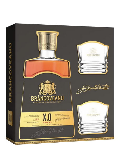 Brancoveanu XO Brandy with two glasses 700ml