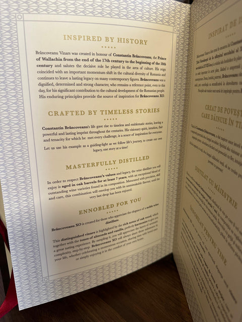 Brancoveanu XO Noble Brandy (Vinars) in a book / Brancoveanu Carte 700ml
