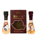 Bran (gift set / taste pack) plum brandy and plum schnapps in two traditional glasses (Set miniaturi palinca prune si rachiu prune in toi) 2x45ml