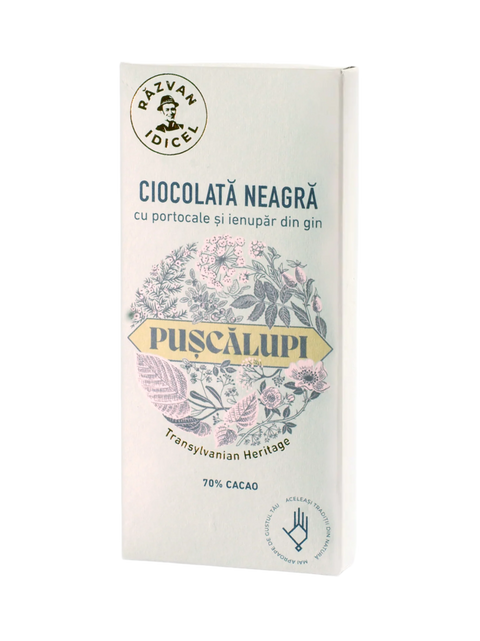 Razvan Idicel Dark Chocolate with oranges and gin infused juniper 70% cocoa 80g