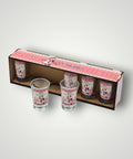 Artisanal and traditional shot glasses in wooden box - Set of 6 Traditional motif