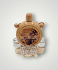 Handmade wooden flask with traditional motif and 4 shot glasses gift set