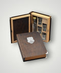 Bottle and glasses in a wooden book case gift set Brother