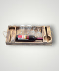 Wooden wine tray with glasses
