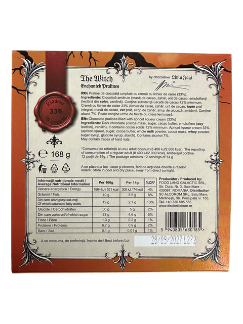 The Witch Enchanted Fine chocolate pralines filled with apricot liqueur 168g