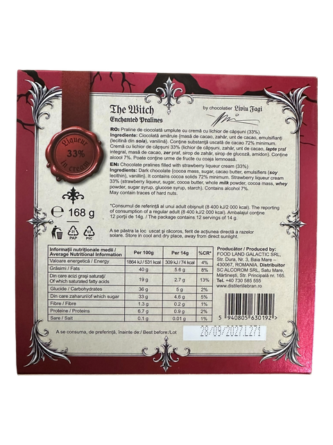 The Witch Enchanted Fine chocolate pralines filled with strawberry liqueur 168g