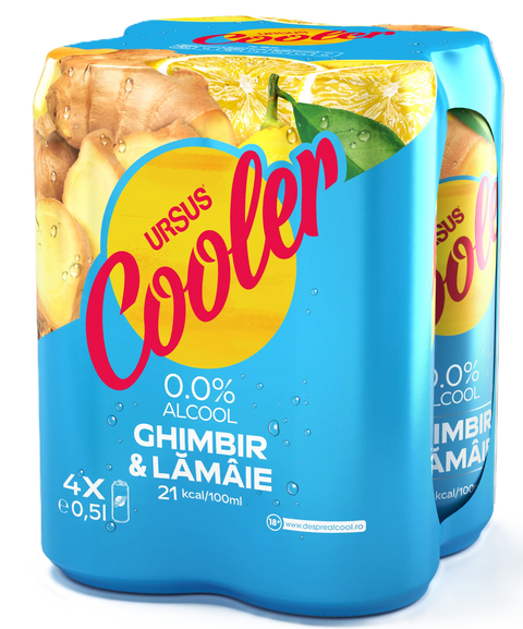 Ursus Cooler Ginger & Lemon Lager Alcohol Free 4x500ml