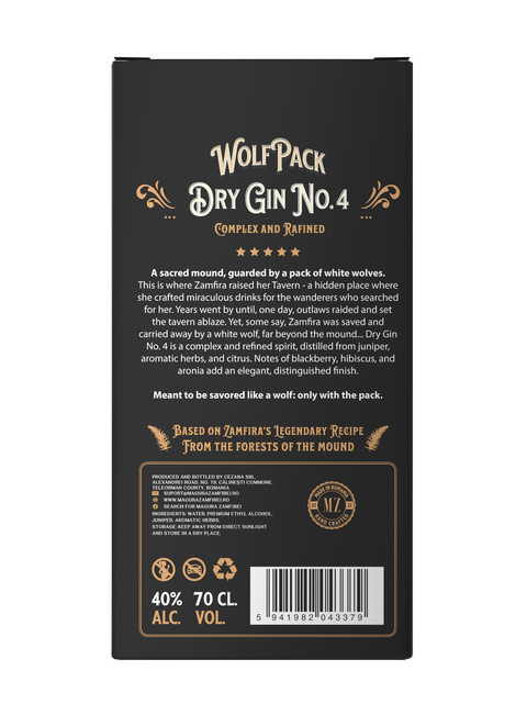 Magura Zamfirei WolfPack Dry Gin No 4 Gift Pack Premium Gin 700ml