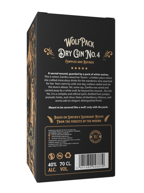 Magura Zamfirei WolfPack Dry Gin No 4 Gift Pack Premium Gin 700ml